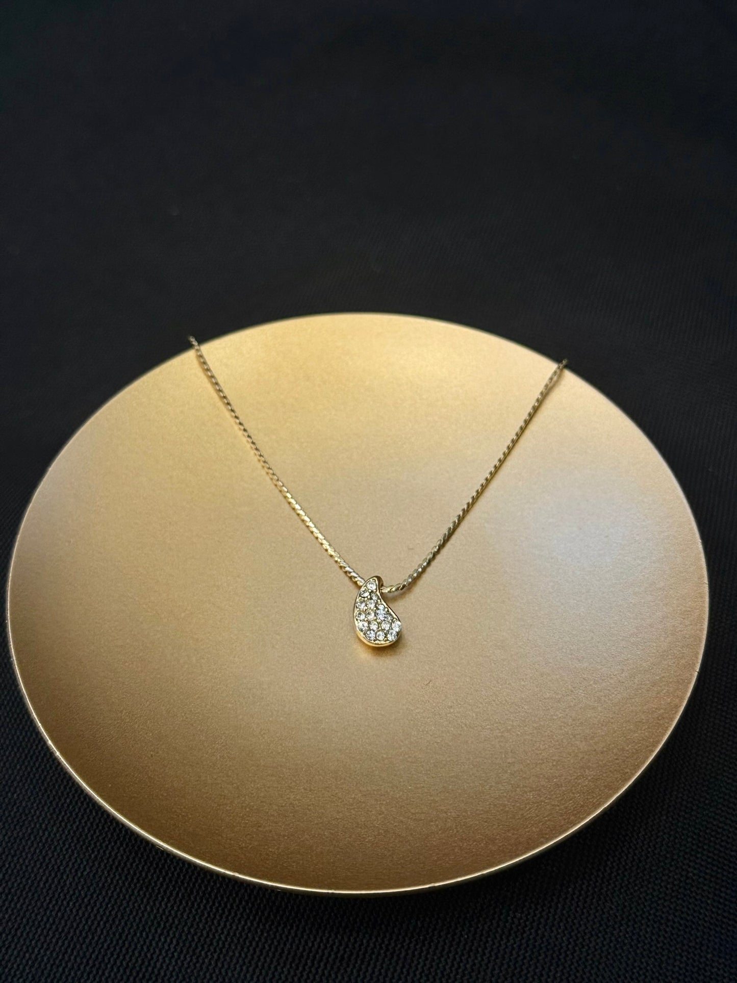 Vintage Dior Crystal Teardrop Gold-Tone Necklace