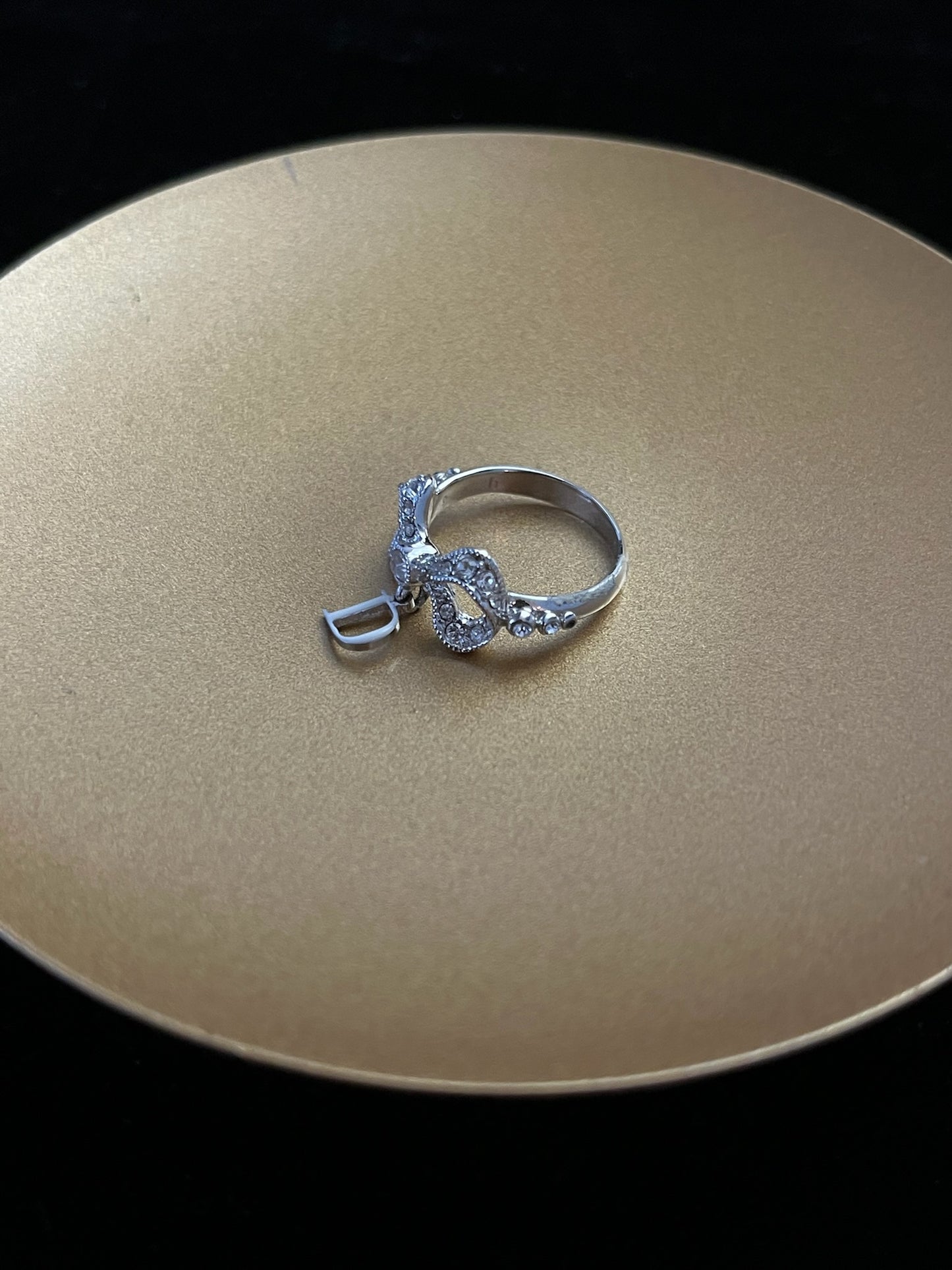 Dior 2000s Crystal Bow D-Logo Ring