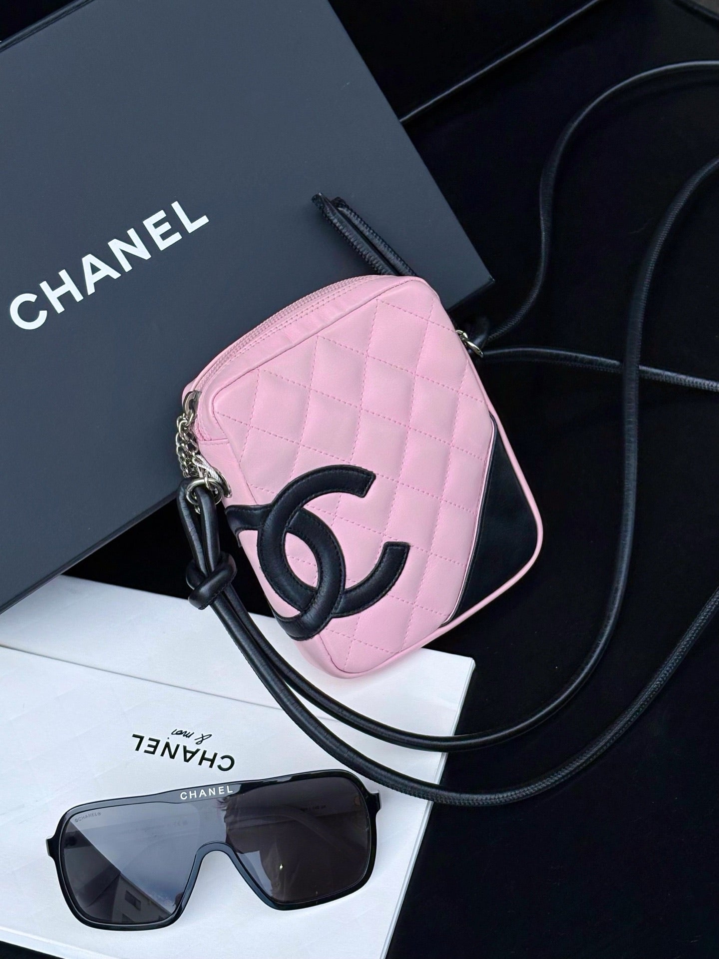 Chanel Vintage Cambon Ligne Quilted Crossbody Bag – Pink & Black