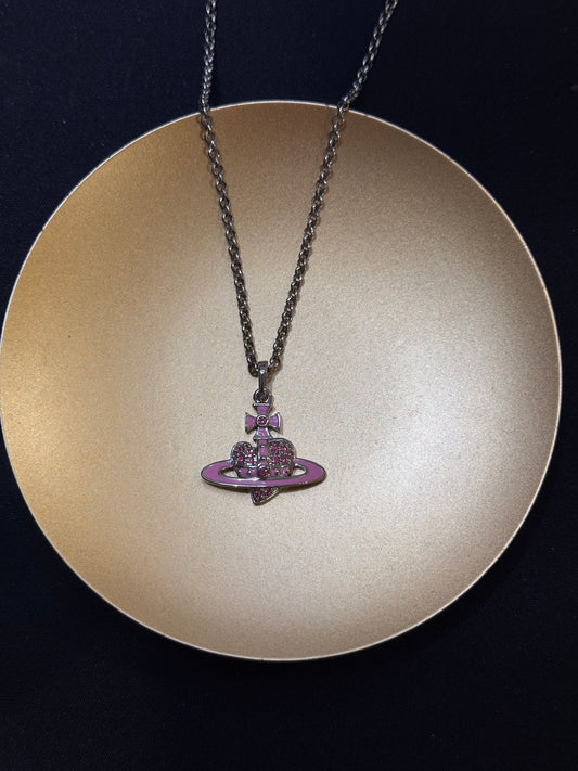 Vivienne Westwood Pink Crystal Orb Pendant Necklace