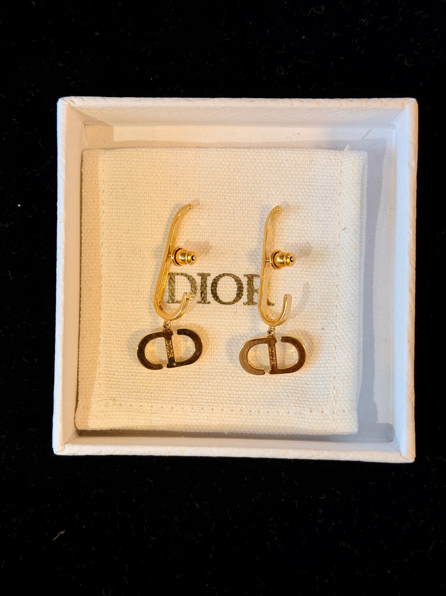 HOLD* Christian Dior "Crystal Arc" Rhinestone-Embellished CD Drop Earrings