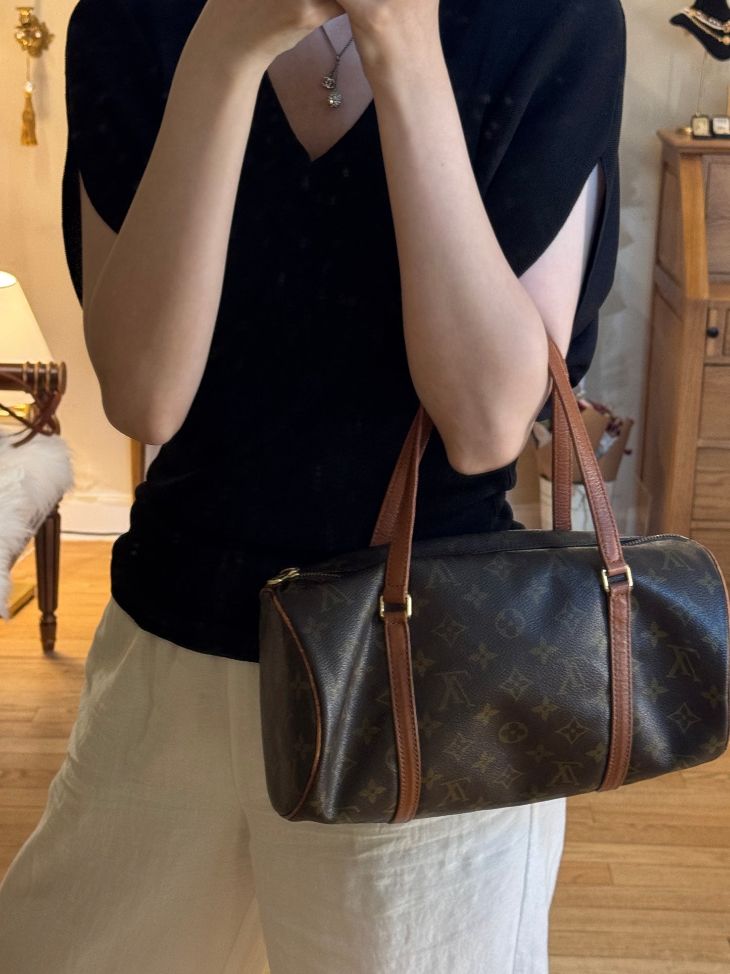Louis Vuitton Monogram Papillon Shoulder Bag with Mini Pouch