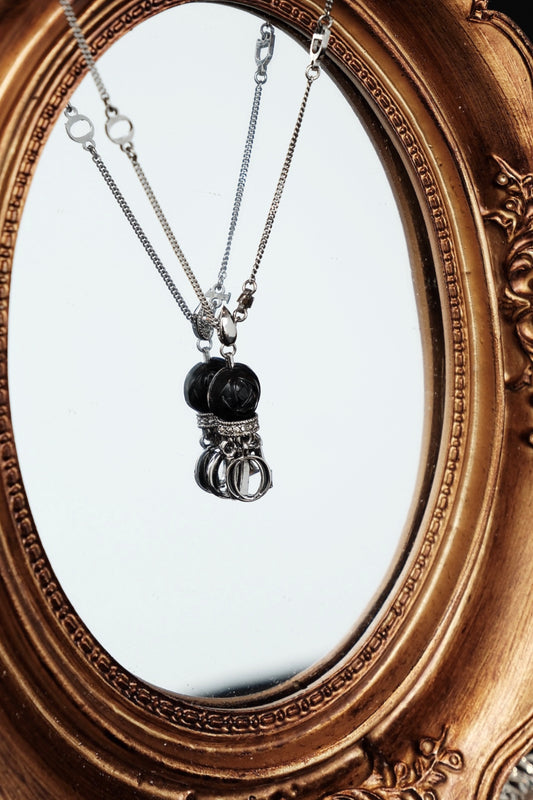 Dior Vintage Black Resin Charm Necklace