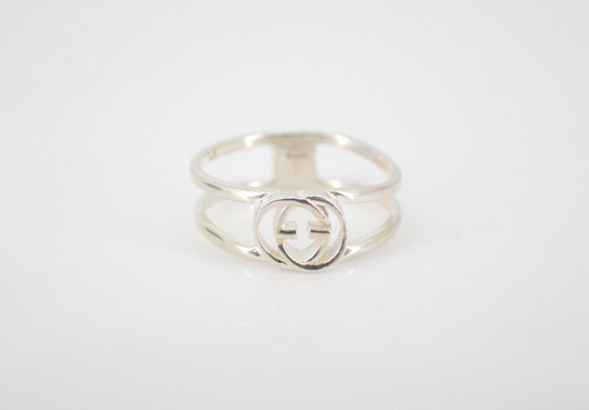 Gucci S925 Vintage Sterling Silver GG Band Ring