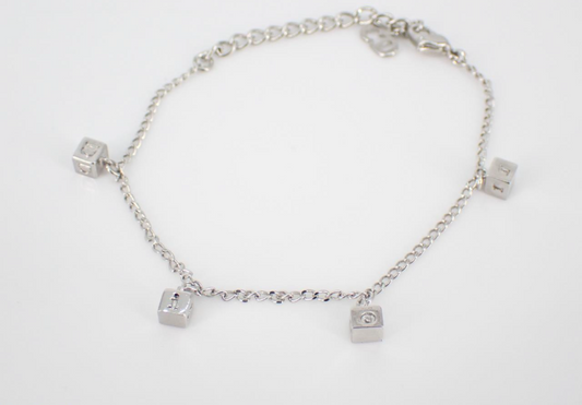 Dior Vintage Silver Cube Charm Bracelet