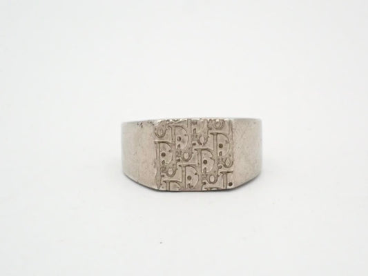 Dior 2000s "Trotter Signet" Monogram-Embossed Silver-Tone Ring