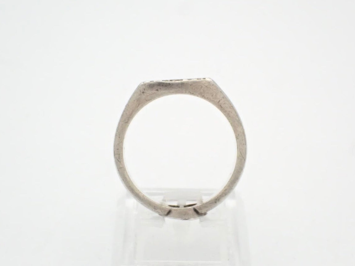 Dior 2000s "Trotter Signet" Monogram-Embossed Silver-Tone Ring