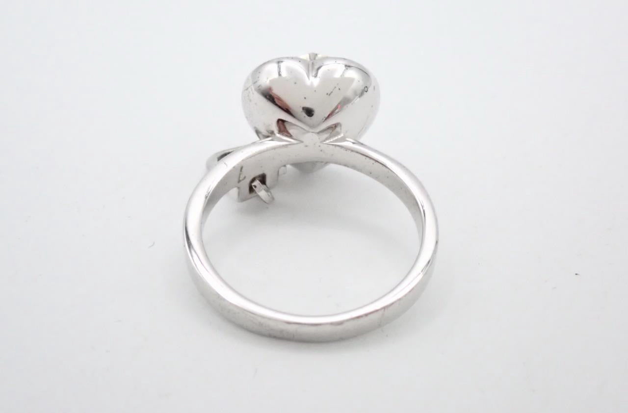Christian Dior 2000s "Crystal Heart" Bezel-Set Rhinestone Charm Ring