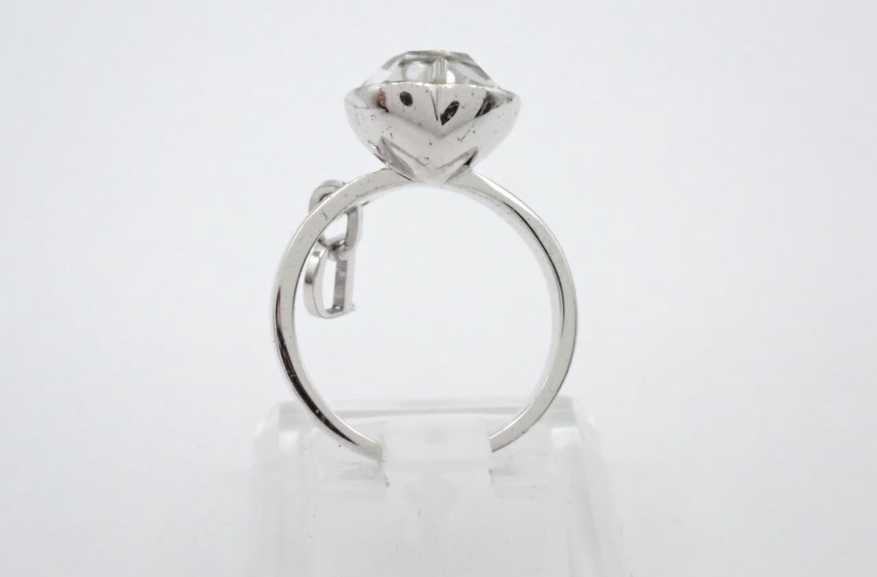 Christian Dior 2000s "Crystal Heart" Bezel-Set Rhinestone Charm Ring
