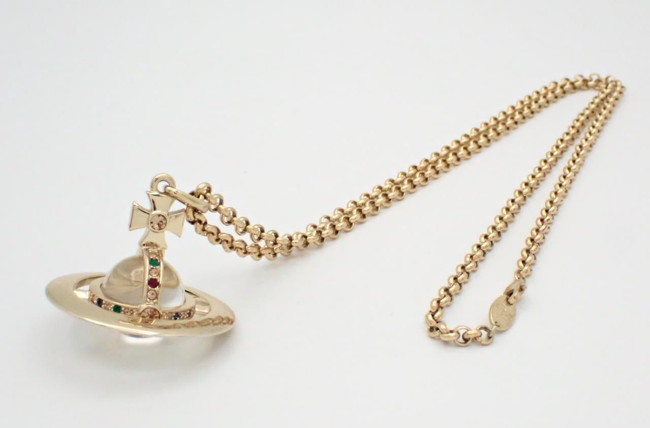 HOLD* Vivienne Westwood "Golden Cosmos" Multi-Stone Large Orb Pendant Necklace