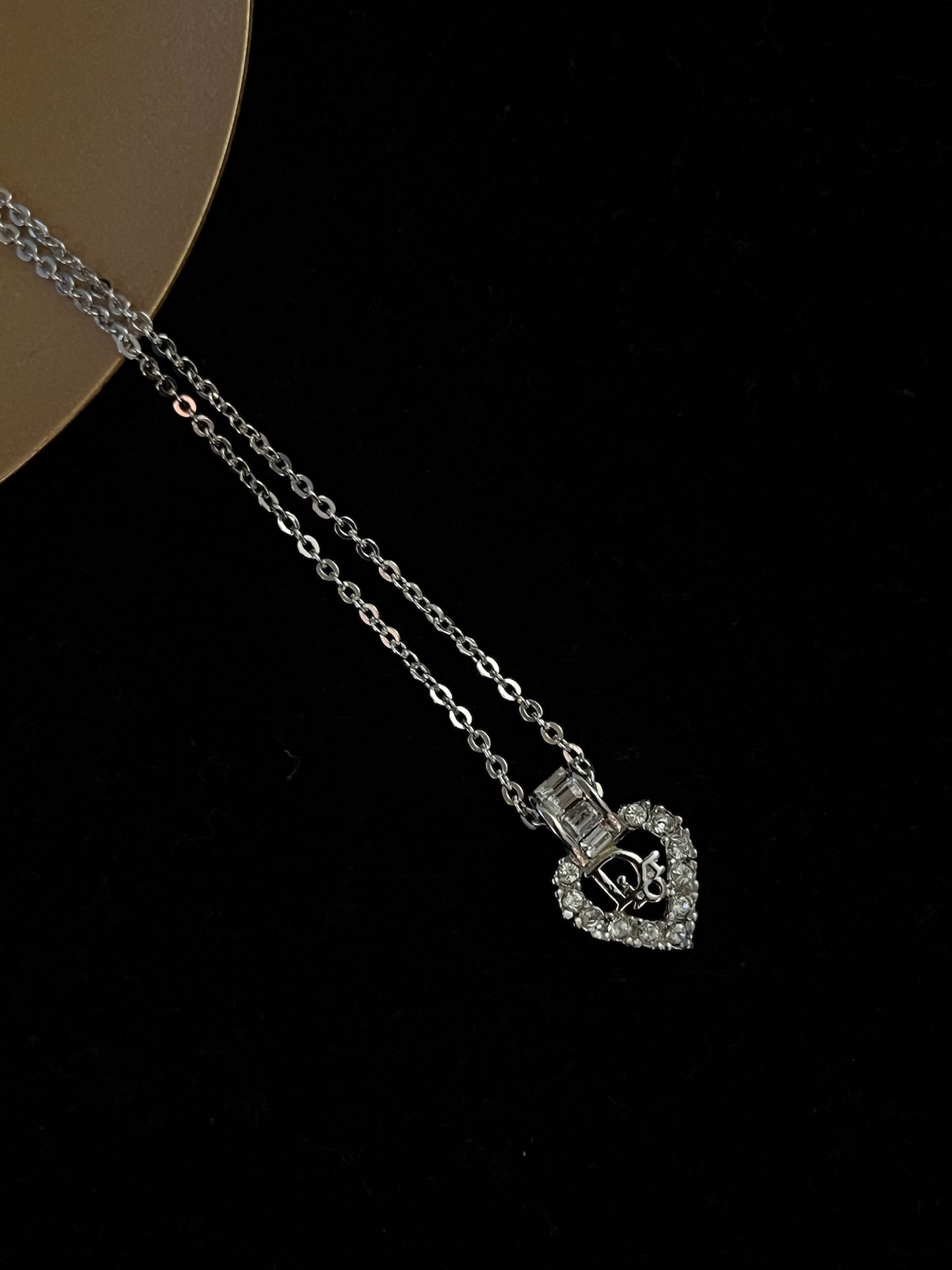 Dior 1990s "Crystal Amor" Rhinestone Heart Pendant Necklace