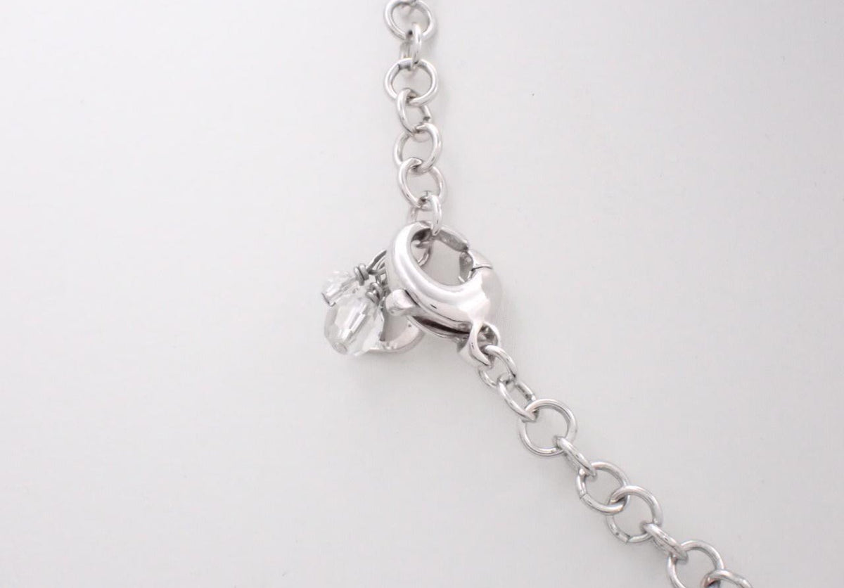 Dior silver-tone chain necklace with pearlescent flower pendant and crystal bead clusters