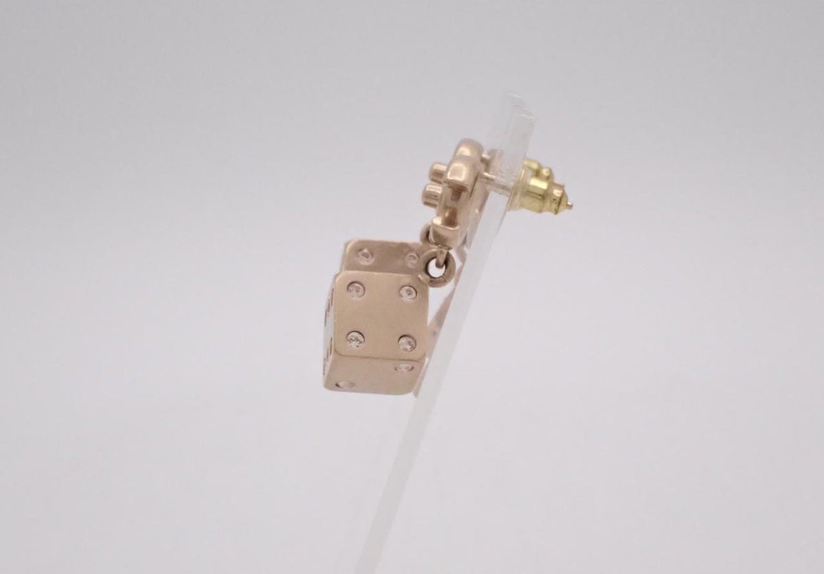 Chanel gold-tone CC turnlock earrings with crystal-set dice drops