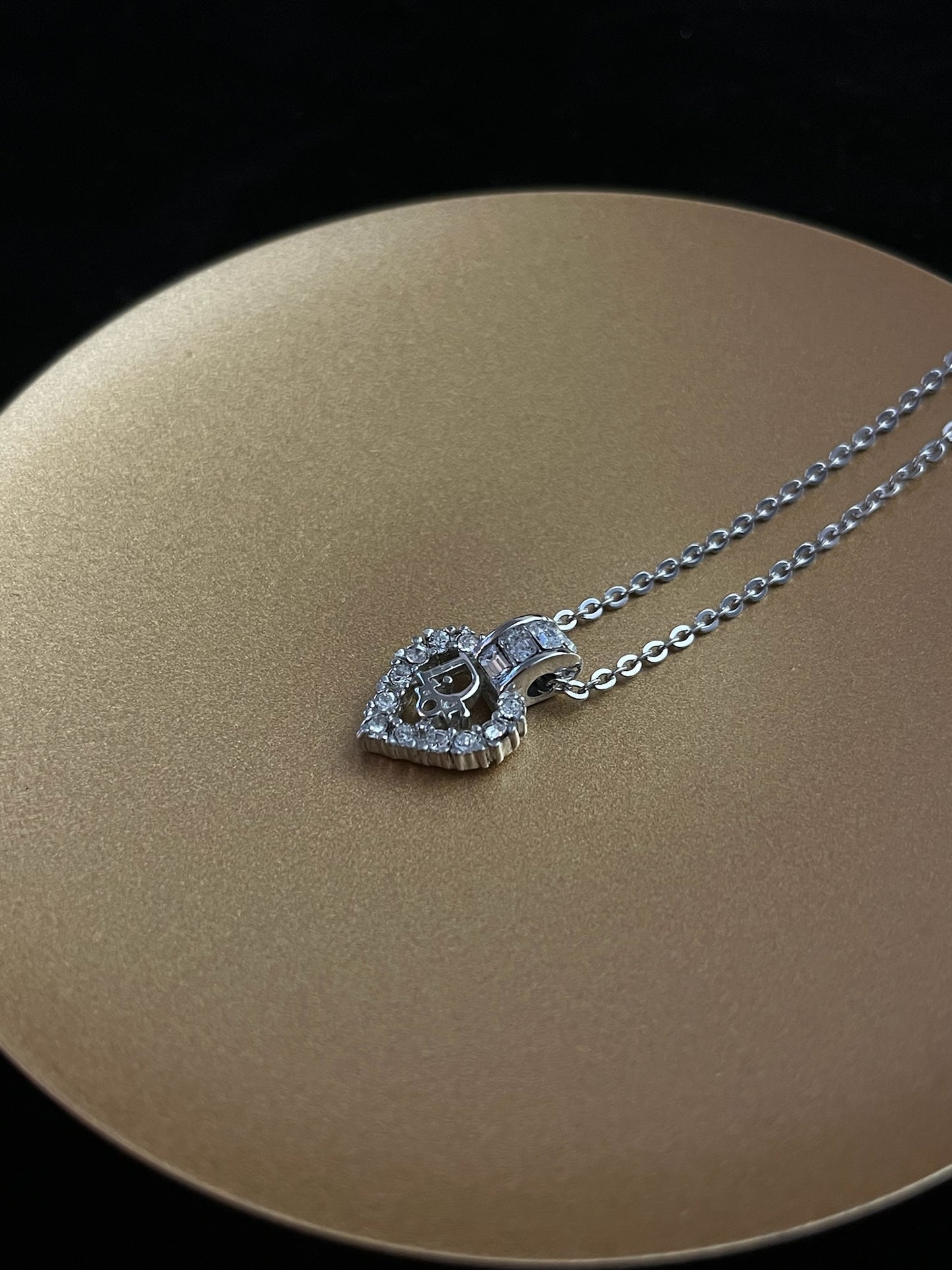 Dior 1990s "Crystal Amor" Rhinestone Heart Pendant Necklace