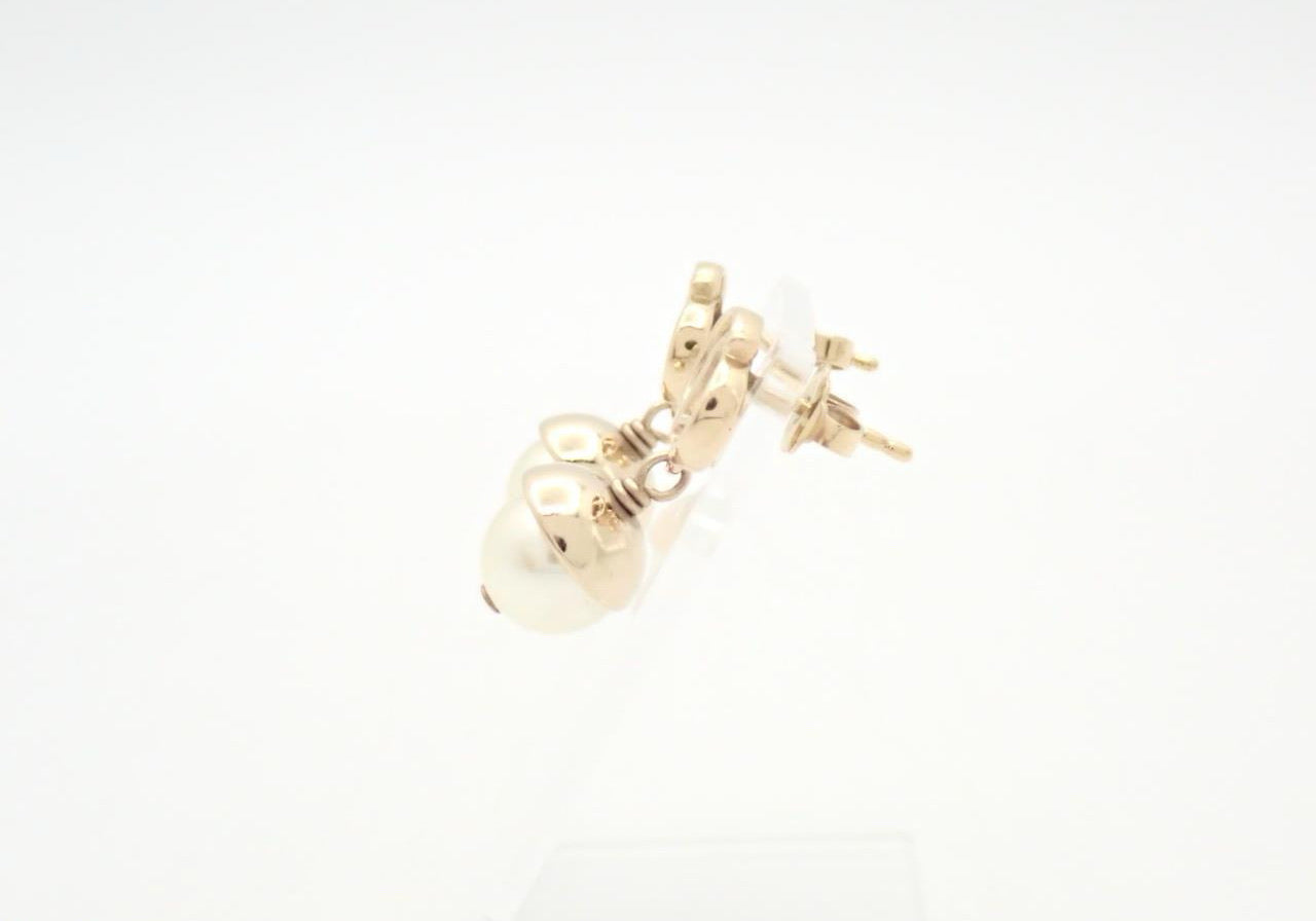 Christian Dior Vintage “CD Pearl Drop” Gold-Tone Dangle Earrings
