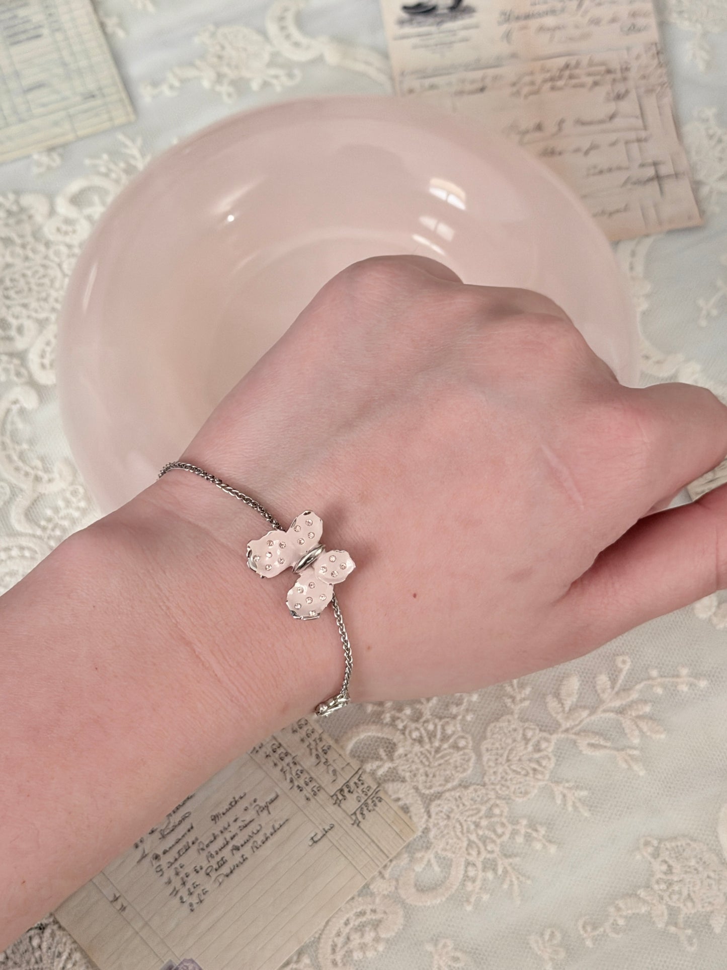 Dior 2010s Crystal-Studded Butterfly Chain Bracelet