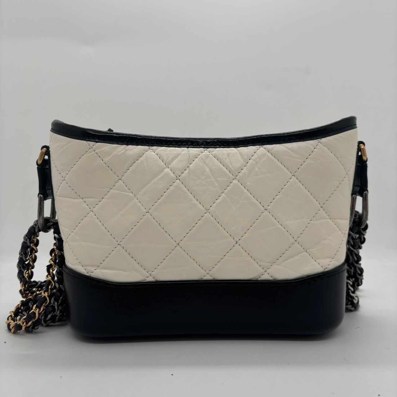 Chanel Gabrielle Small Hobo Bag – Black & White Calfskin with Gold CC Charm