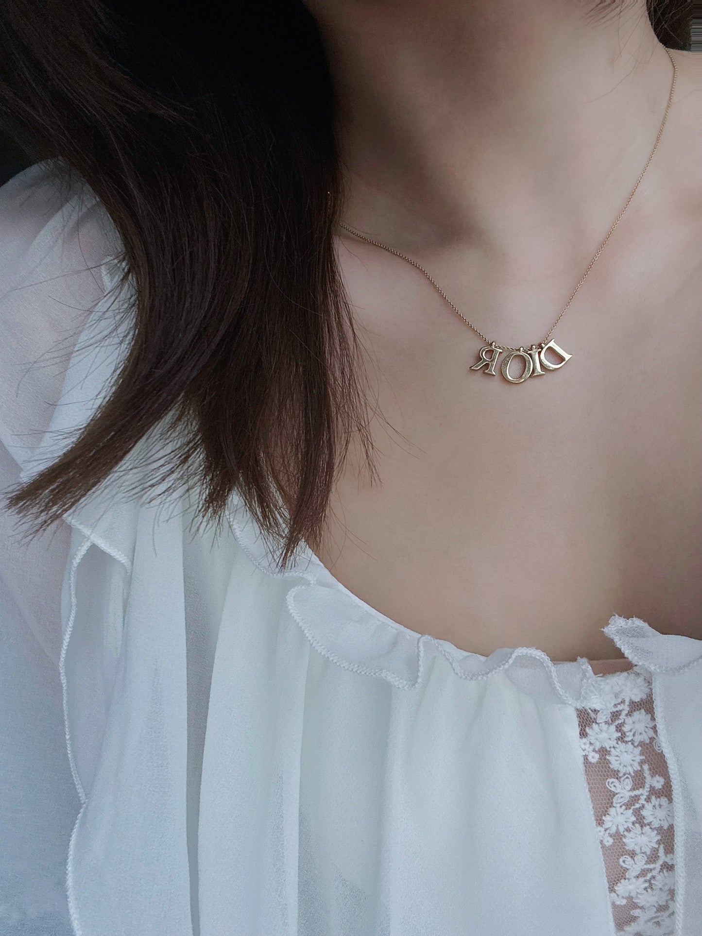 Dior Vintage Gold-Tone Letter Logo Necklace