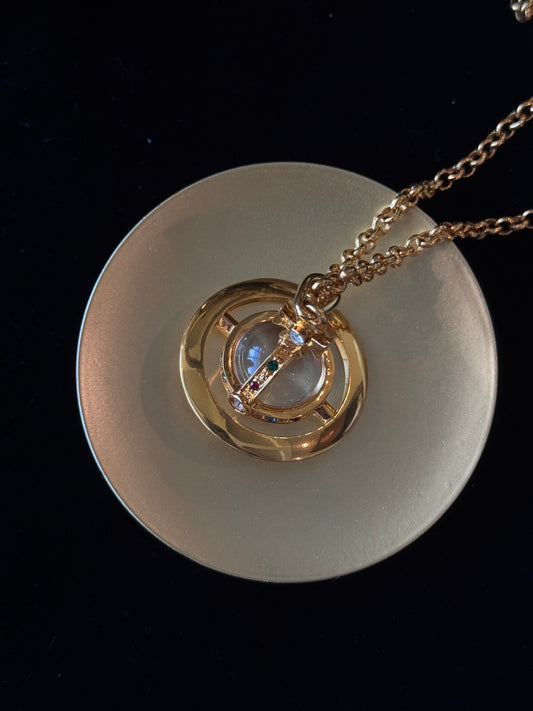 Vivienne Westwood Vintage Saturn Giant Orb Necklace – Gold-Tone with Crystal Globe
