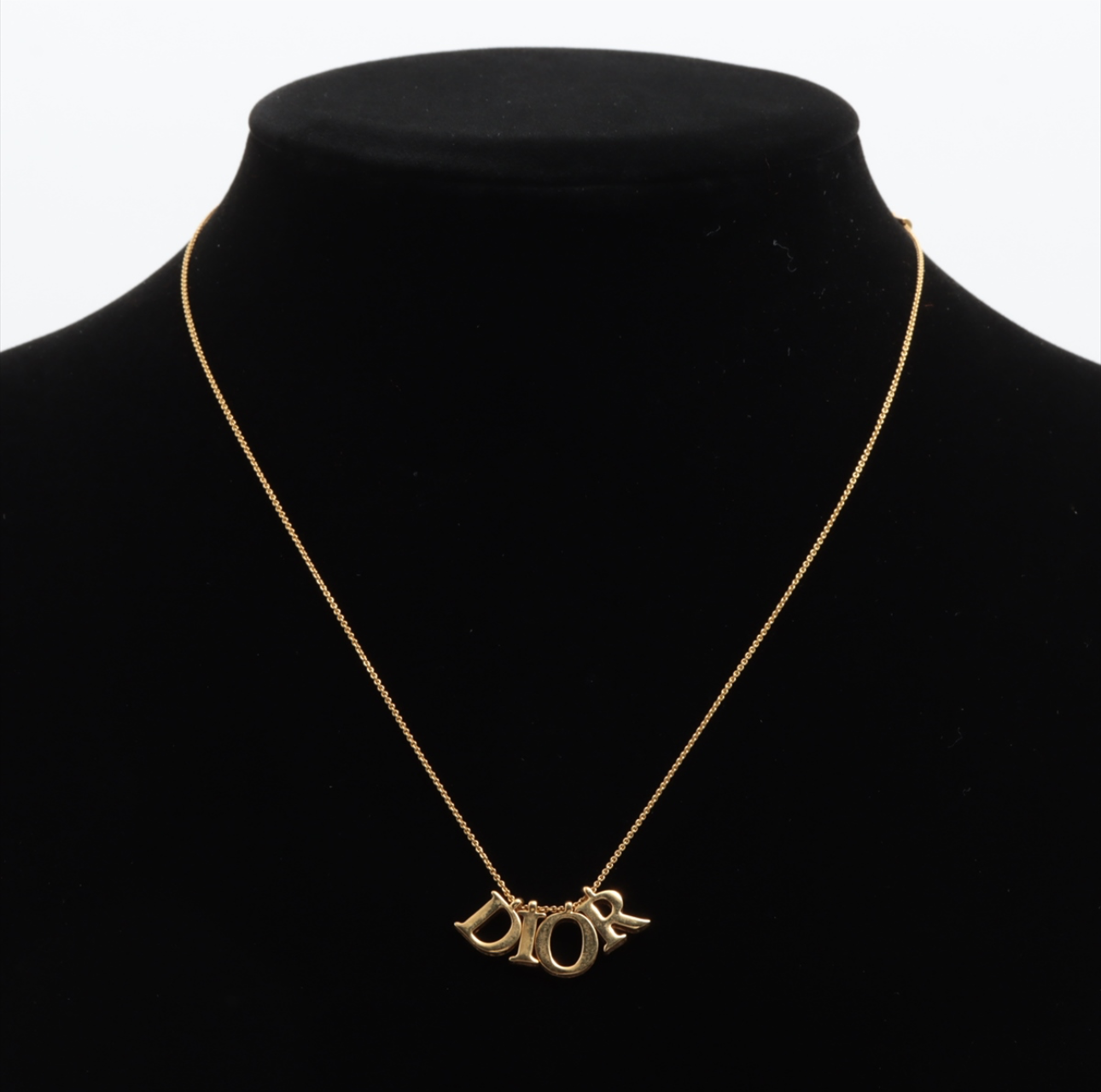 Dior Vintage Gold-Tone Letter Logo Necklace