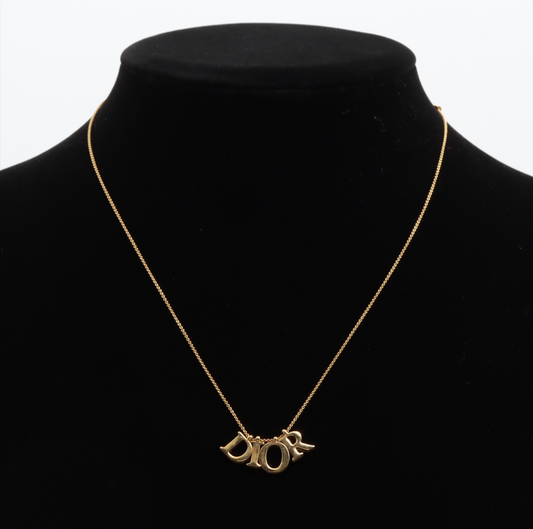 Dior Vintage Gold-Tone Letter Logo Necklace