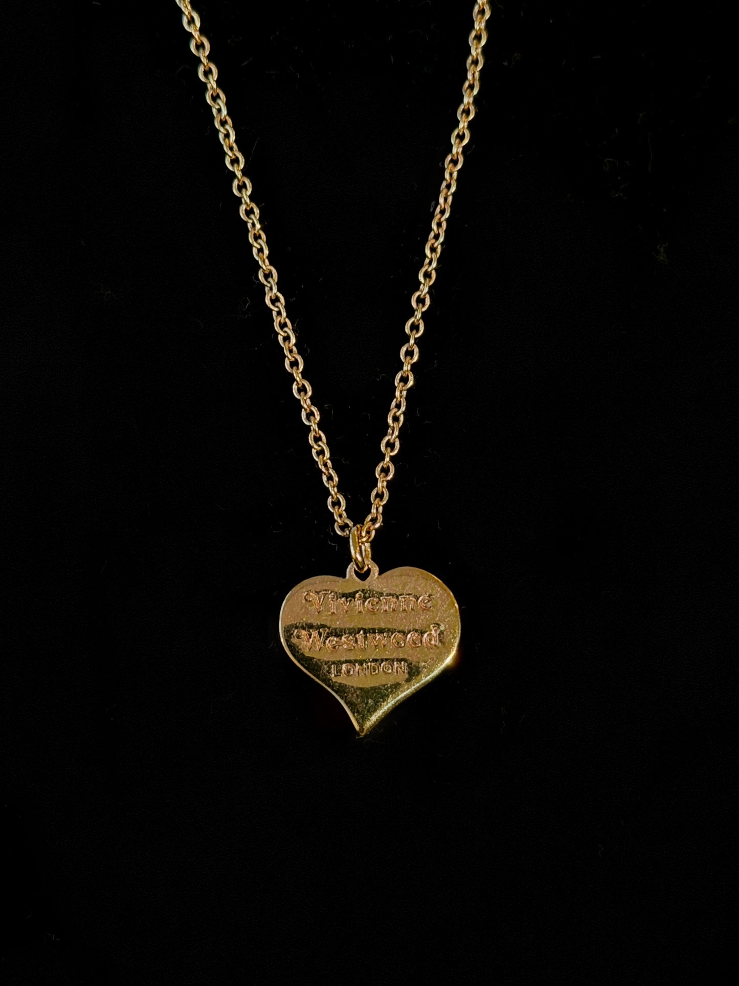 Vivienne Westwood "Rosy Orbit" Pink Enamel Heart Pendant Necklace