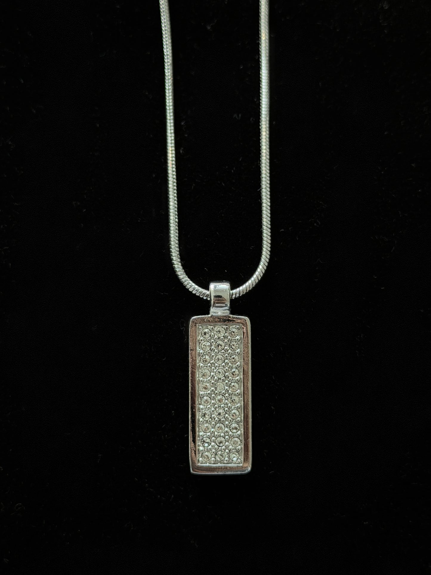 Dior 2000s "Trotter Bar" Silver-Tone Monogram Pendant Necklace