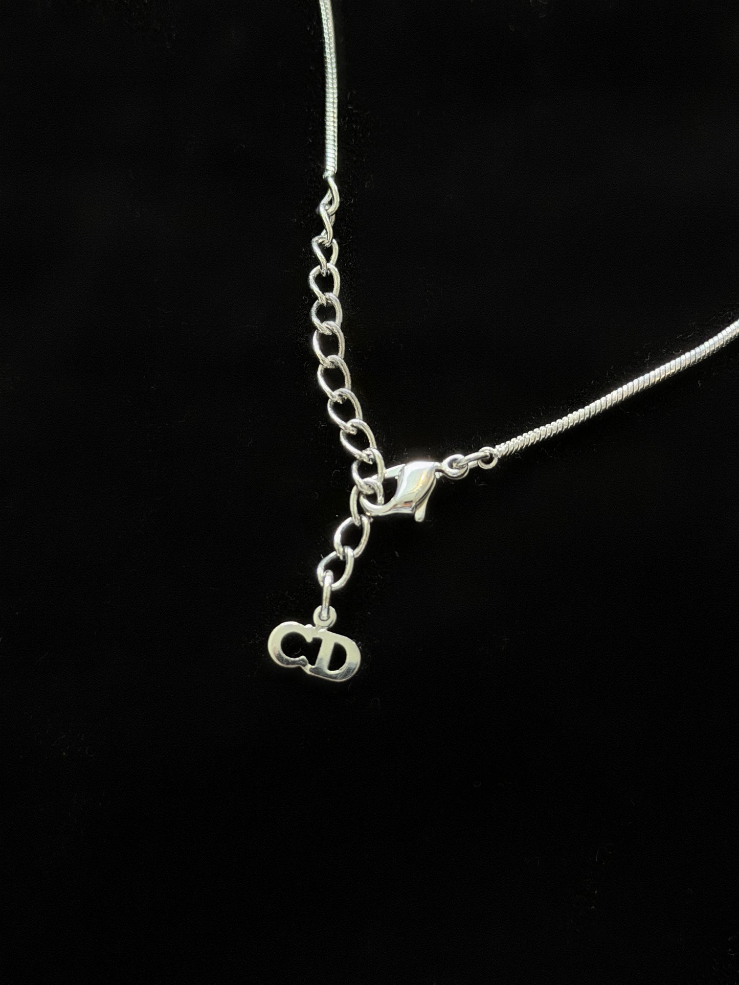 Dior 2000s "Trotter Bar" Silver-Tone Monogram Pendant Necklace