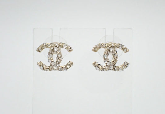 Chanel 2019 Crystal CC Stud Earrings