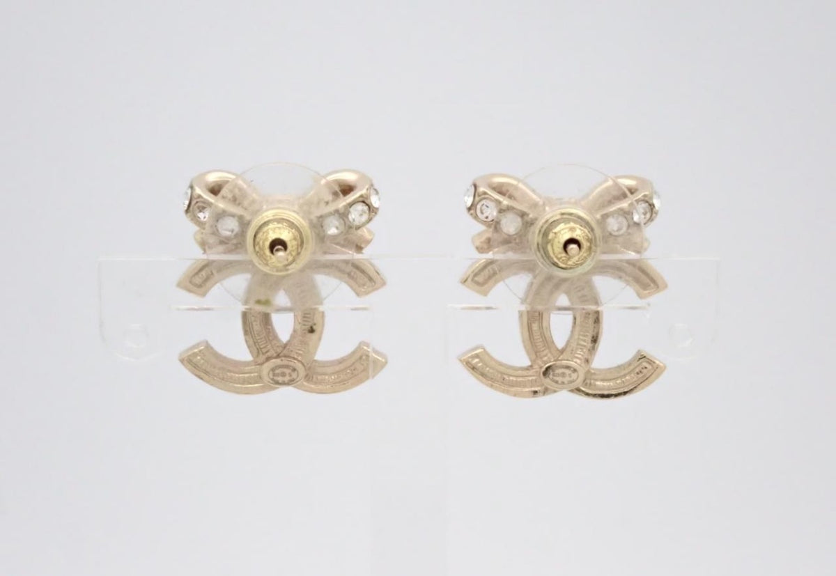 Chanel 2023 Crystal Embellished CC Stud Earrings