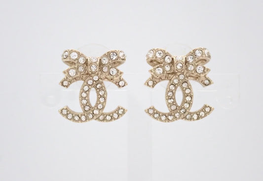 Chanel 2023 Crystal Embellished CC Stud Earrings