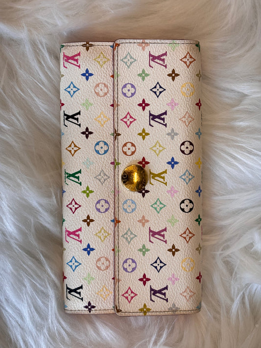 Louis Vuitton Vintage White Multicolore Monogram Long Wallet