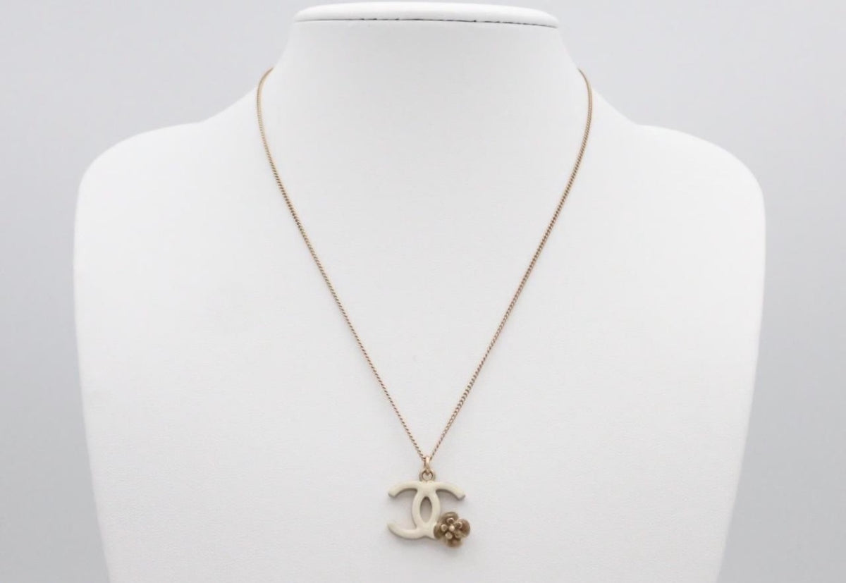 Chanel 2012 Ivory CC Camellia Pendant Necklace