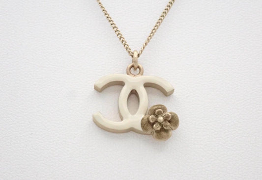 Chanel 2012 Ivory CC Camellia Pendant Necklace