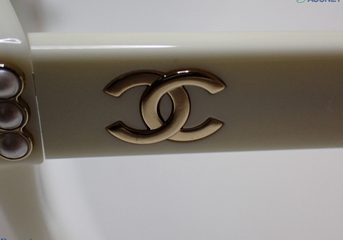 Chanel White Sunglasses with White Pearls Accent