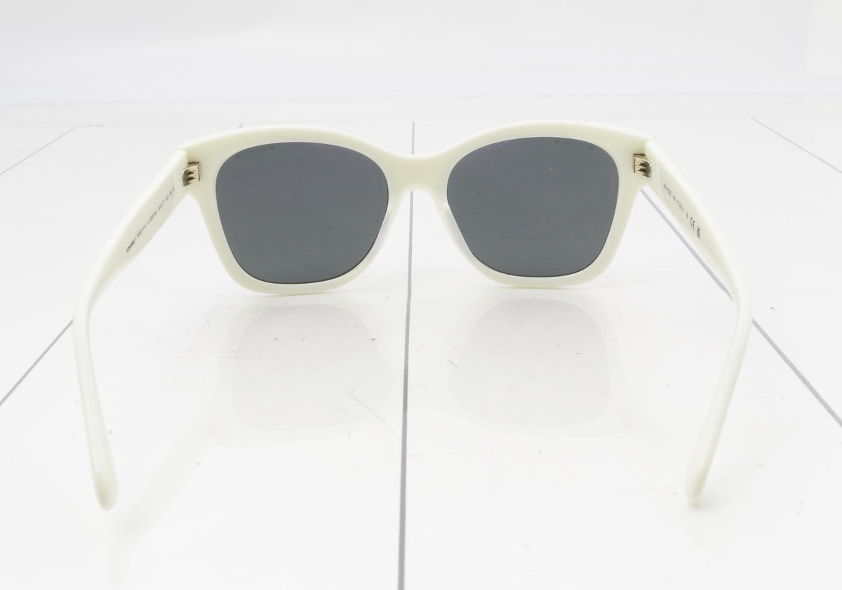 Chanel White Sunglasses with White Pearls Accent