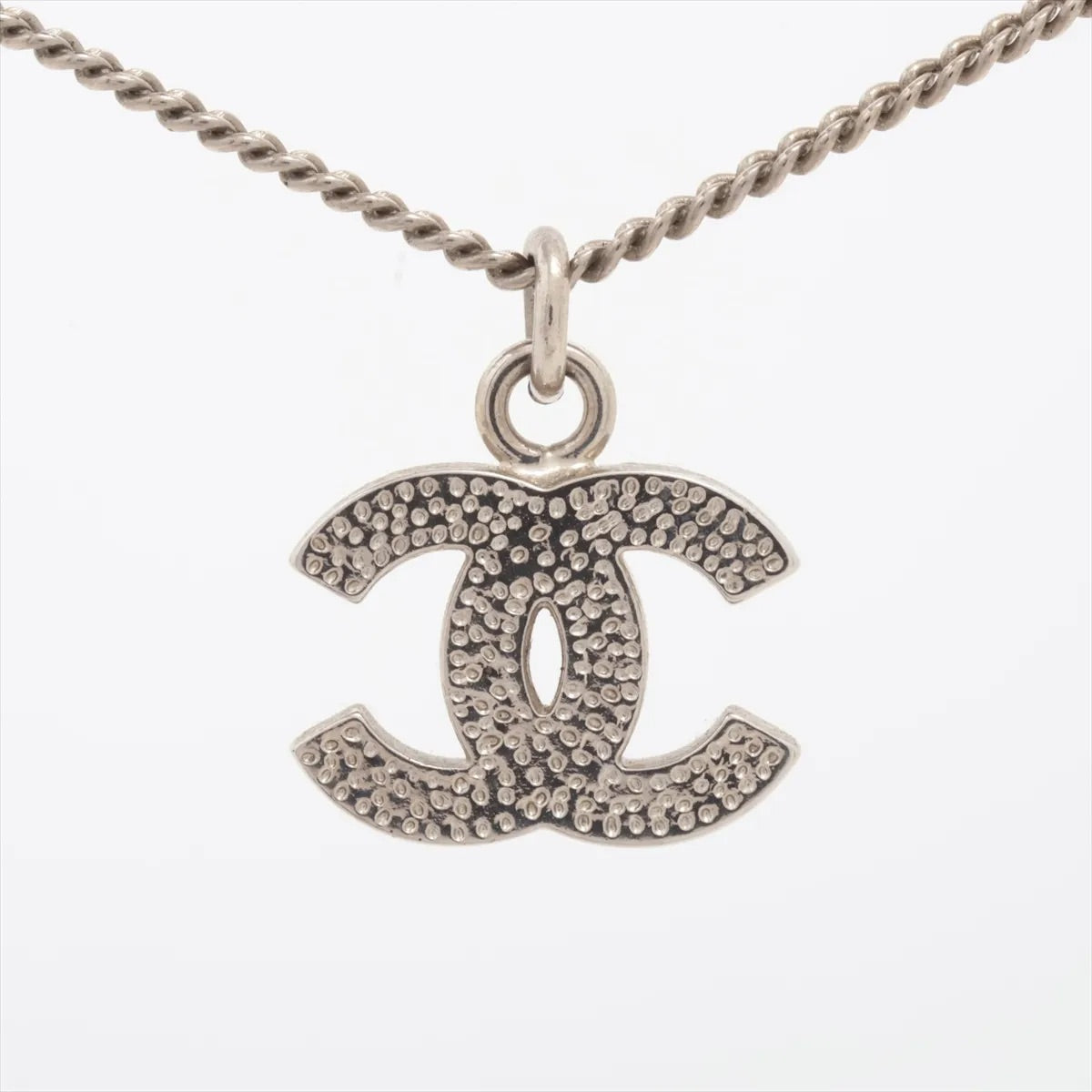 Chanel 2011 Silver Crystal-Studded CC Pendant Necklace