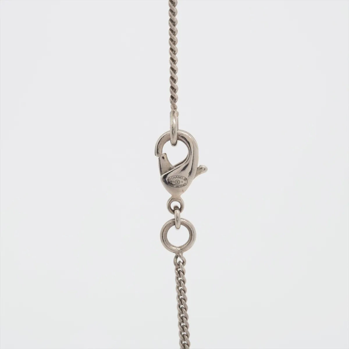 Chanel 2011 Silver Crystal-Studded CC Pendant Necklace