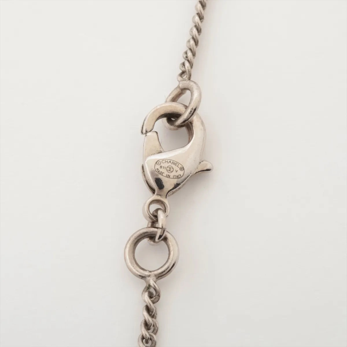 Chanel 2011 Silver Crystal-Studded CC Pendant Necklace