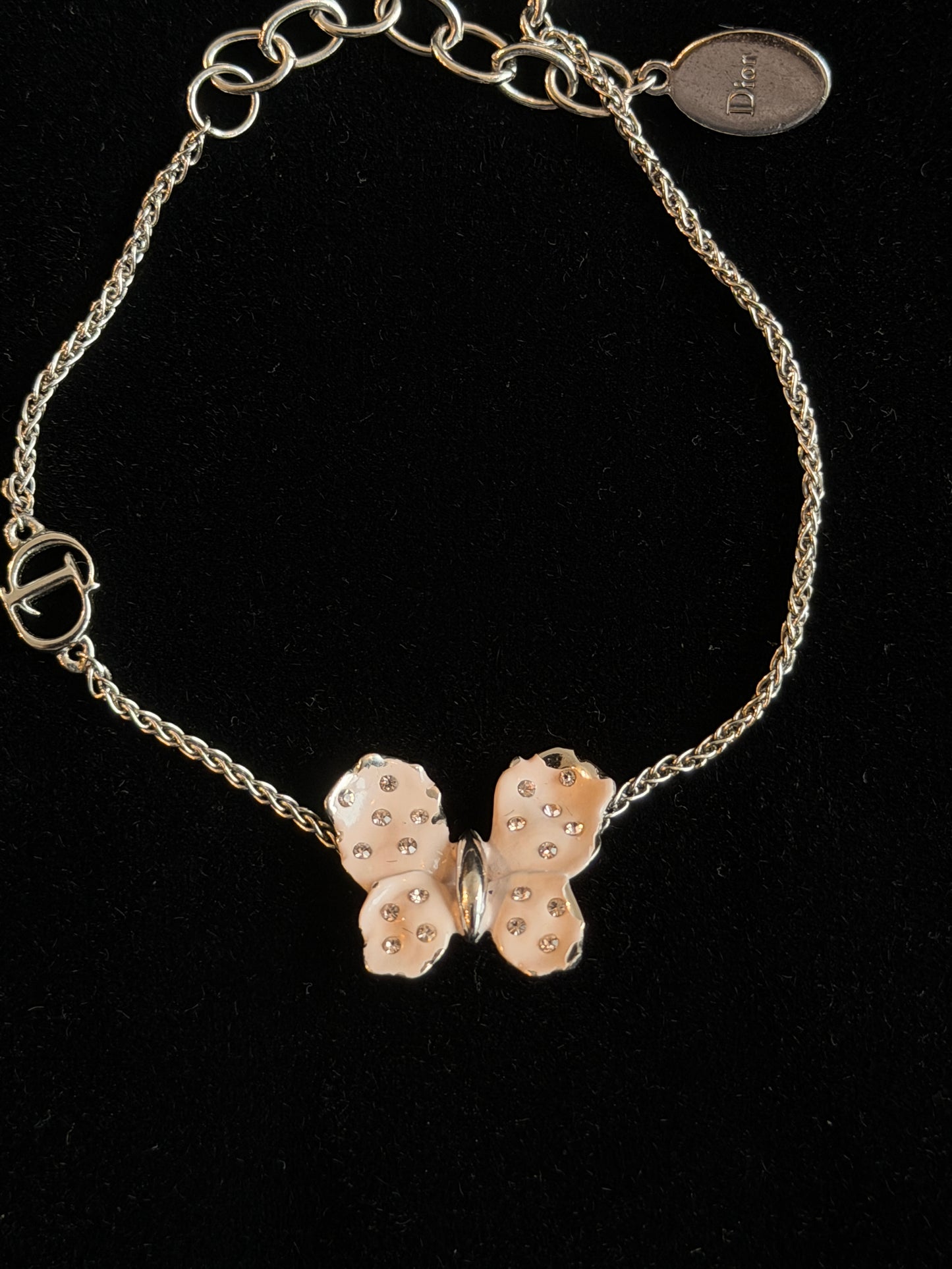 Dior 2010s Crystal-Studded Butterfly Chain Bracelet