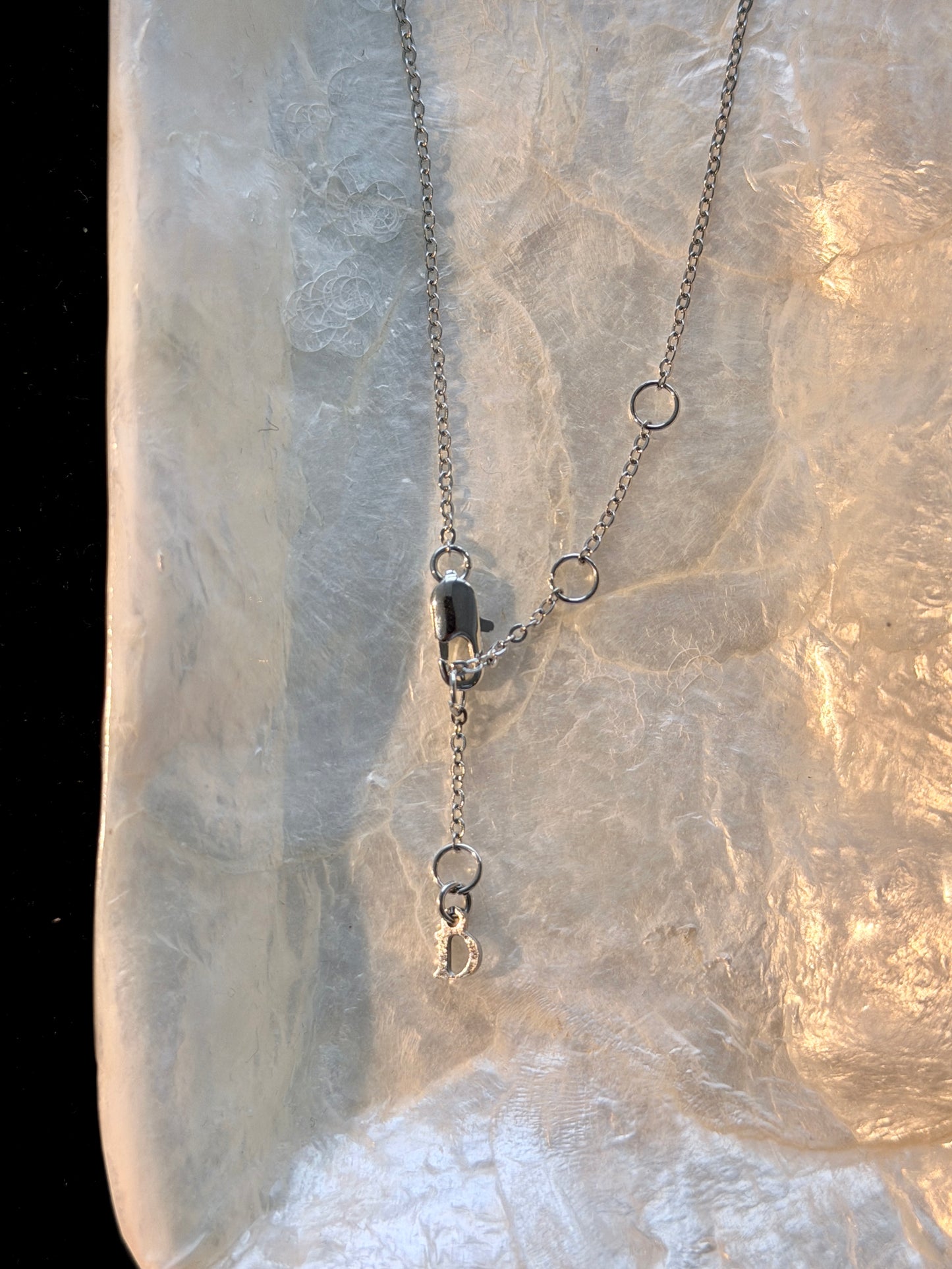 Dior 2000s "Ribbon Noir" Crystal Logo Bow & Bead Drop Necklace