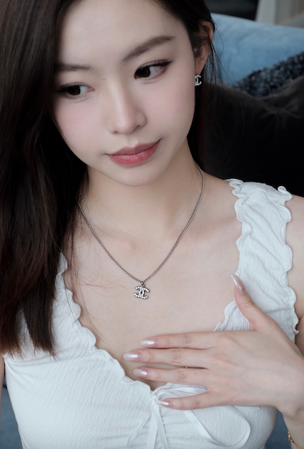 Chanel 2000s Classic Crystal CC Pendant Necklace
