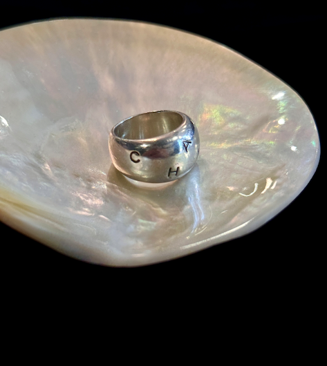 Chanel 2000s S925 Silver Dome Logo Ring