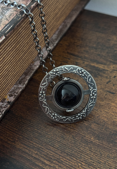 Vivienne Westwood Gunmetal Giant Orb Black Pendant Necklace