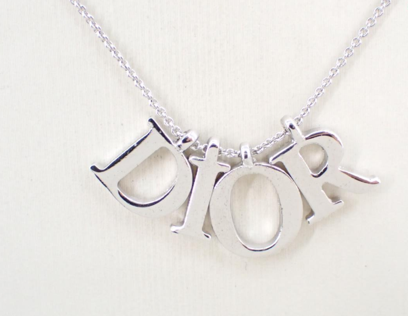 Dior Vintage Silver-Tone Logo Letter Necklace