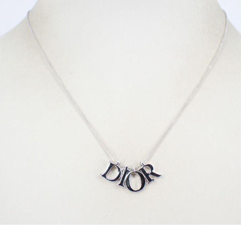 Dior Vintage Silver-Tone Logo Letter Necklace