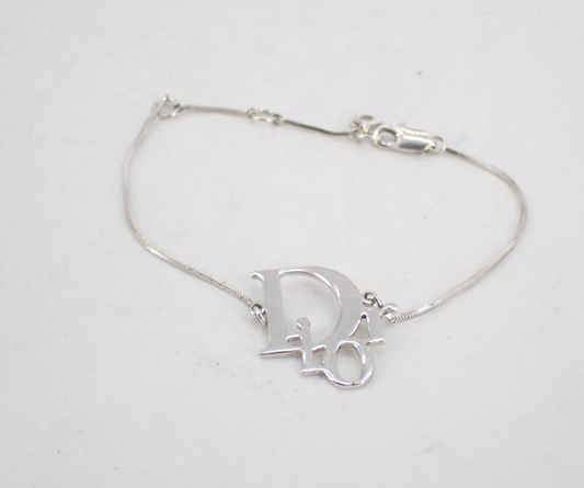 Dior Vintage Oversized 'Dior' Initial Bracelet in Silver-Tone