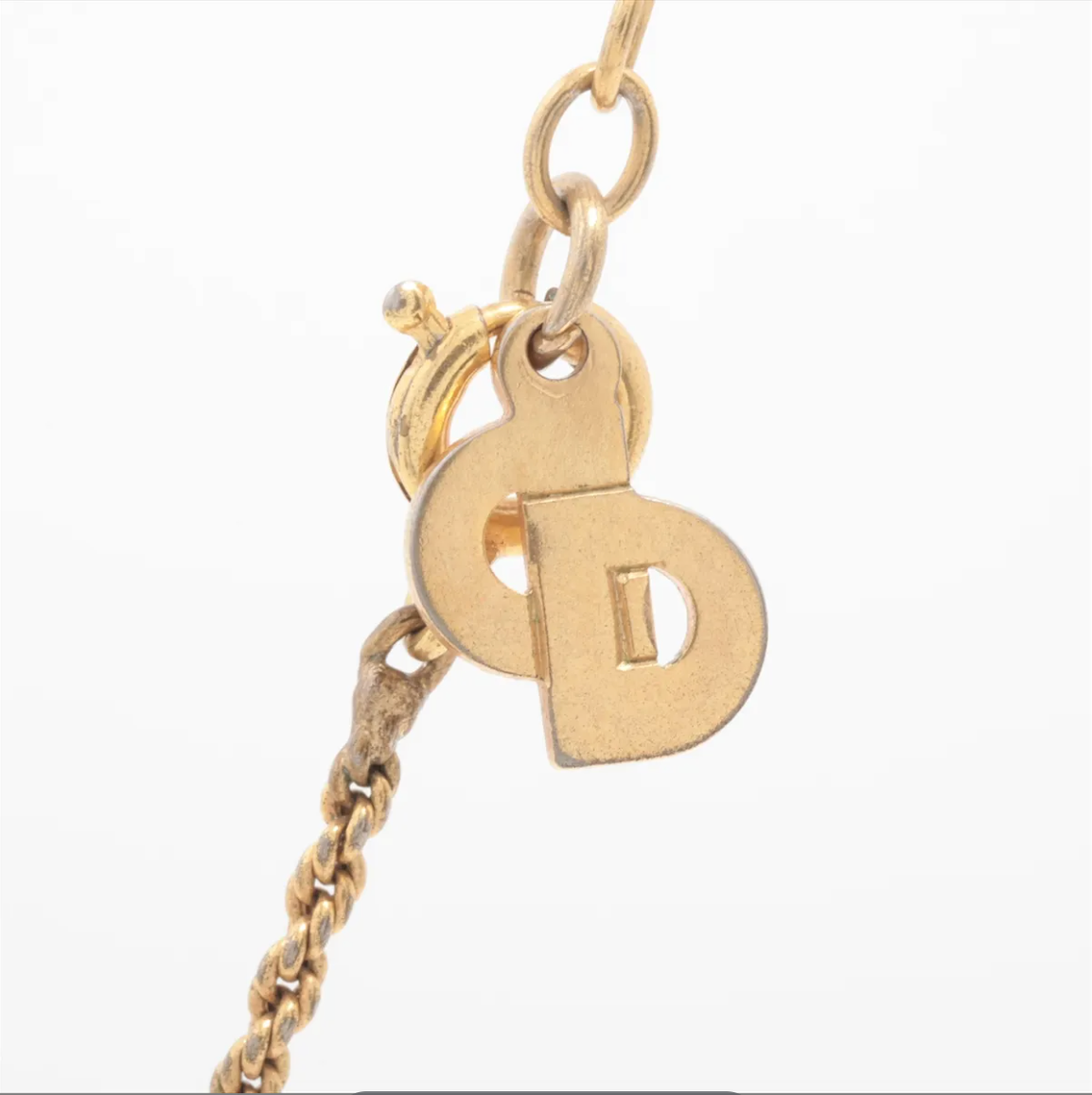 Dior Vintage Crown Logo Pearl Drop Necklace