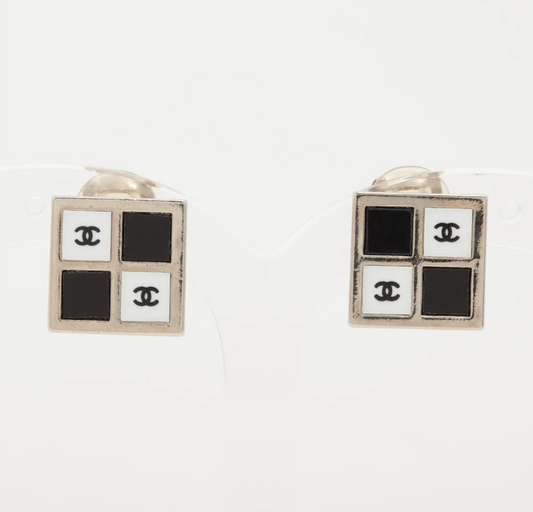 Chanel 2001 Checkerboard CC Clip-on Earrings