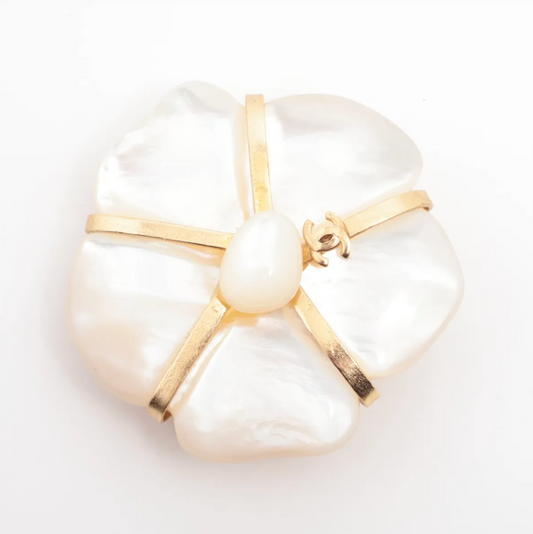 Chanel 2001 Mother-of-Pearl Camellia Brooch